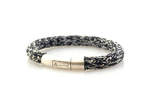 neptn sailor bracelet black and white rope with silver 925 clasp and neptn logo engraving