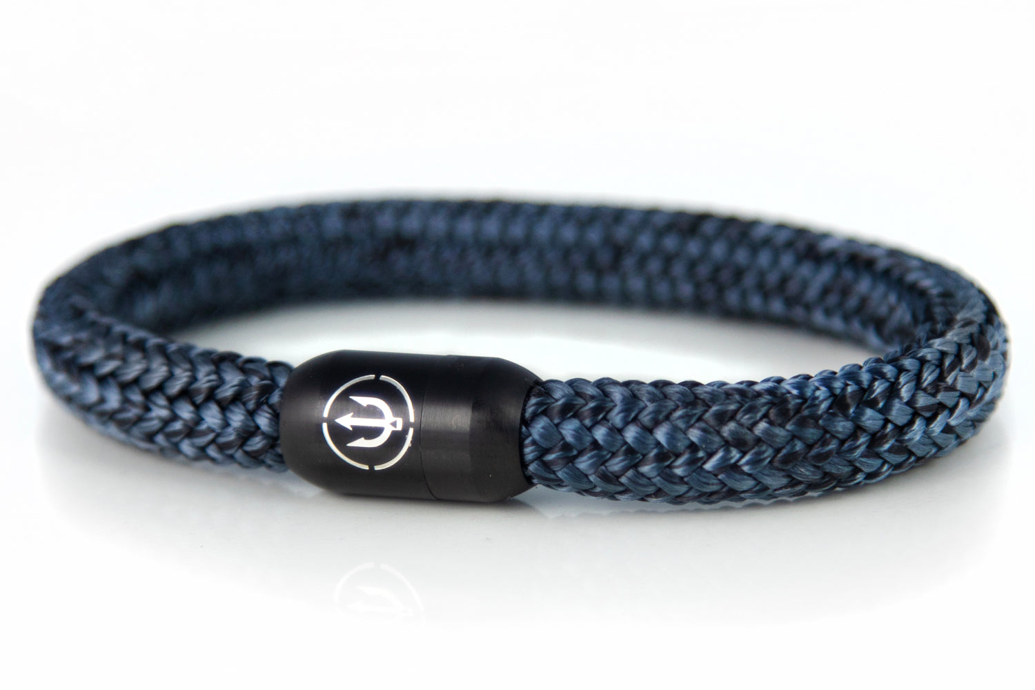NEPTN Boatswain rope bracelet with magnetic black trident clasp and black and graphite rope