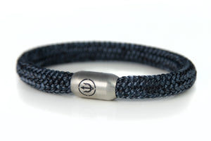 neptn boatswain rope bracelet in 8mm with magnetic trident clasp and black and graphite color rope