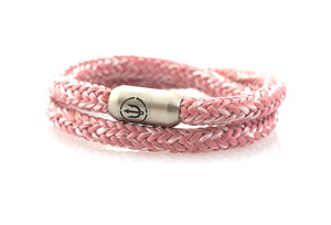 pink rope bracelet with magnetic clasp with trident engraving