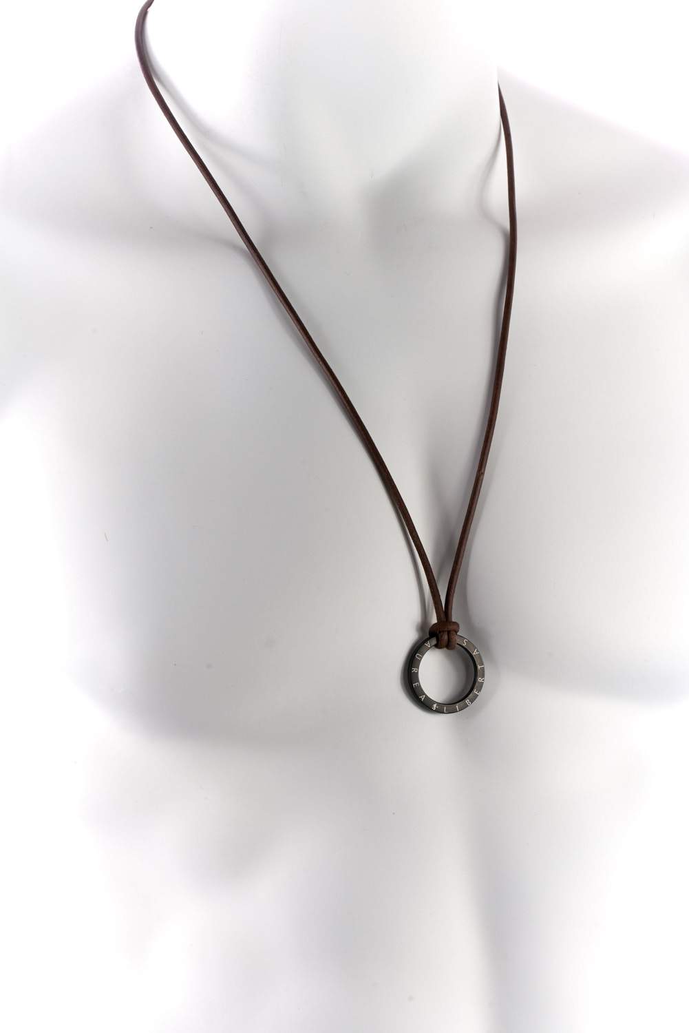 Hoop Pendants Black Leather Cord Necklace for Women