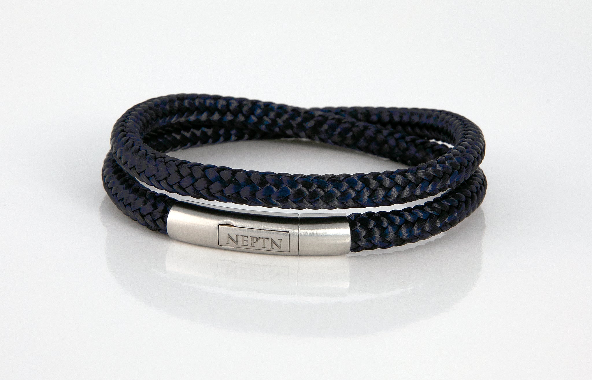  NEPTN Leather Bracelet Sailor Pro Steel 8 - Black Leather  Braided, Size Large (Wrist Circumference 7-7.5): Clothing, Shoes & Jewelry