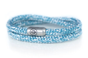 neptn boatswain double rope bracelet in light blue and white with trident magnetic clasp